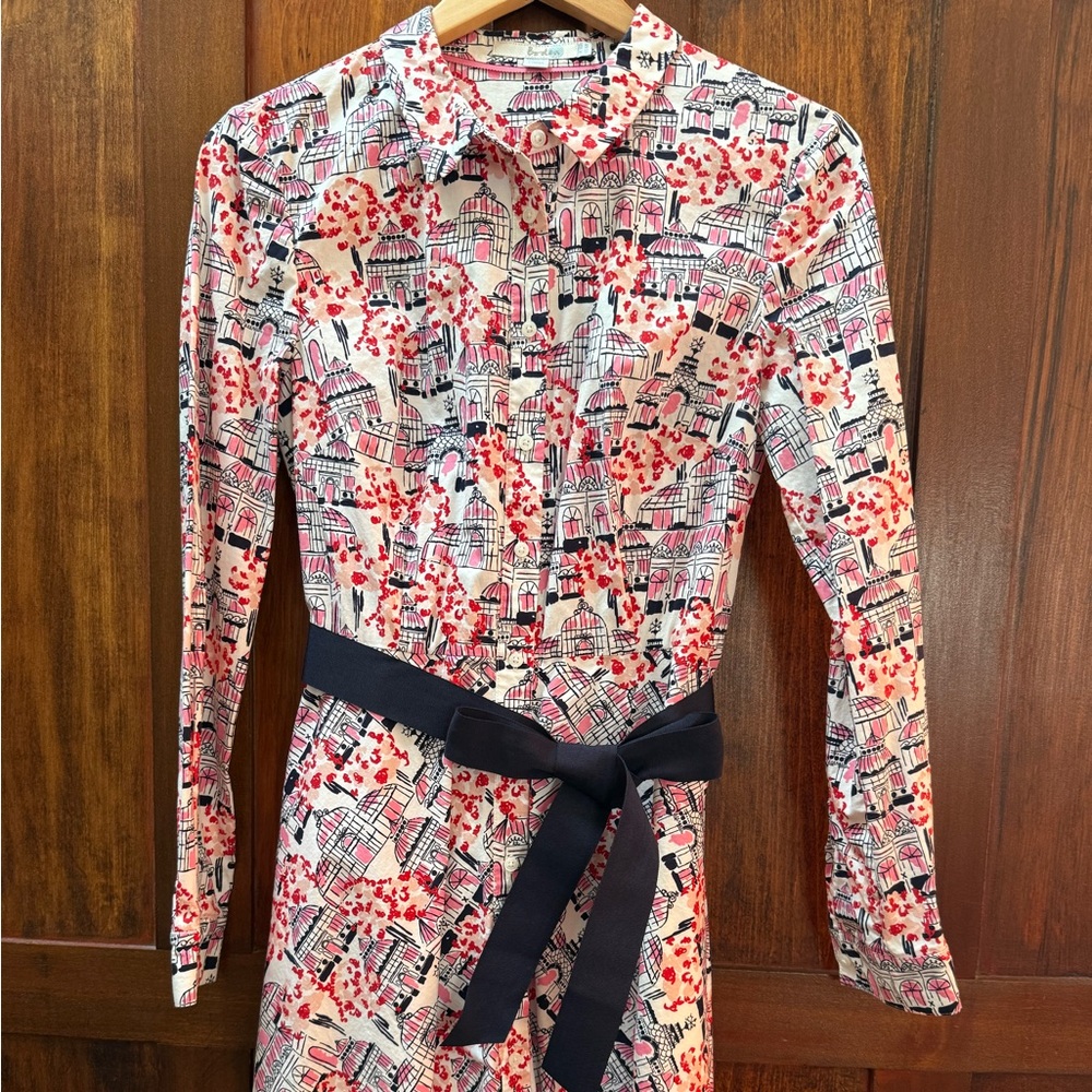 Boden Floral Print Long Sleeve Dress with Belt